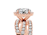 Rose gold Round Cut Moissanite Halo Ring with Round Split Shank and Prong Setting_53
