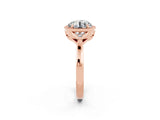 Rose gold Round Cut Moissanite Halo Ring with Tapered Band and Four-Prong Setting_2