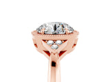 Rose gold Round Cut Moissanite Halo Ring with Tapered Band and Four-Prong Setting_5