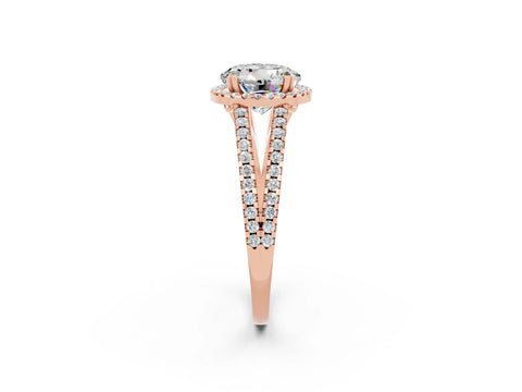 Rose gold Round Cut Moissanite Halo Split Shank Engagement Ring_14