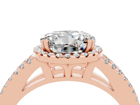 Rose gold Round Cut Moissanite Halo Split Shank Engagement Ring_16