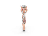 Rose gold Round Cut Moissanite  Halo Twist Band Solitaire Prong Setting Ring_38