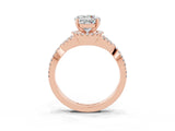 Rose gold Round Cut Moissanite  Halo Twist Band Solitaire Prong Setting Ring_39