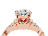 Rose gold Round Cut Moissanite  Halo Twist Band Solitaire Prong Setting Ring_40