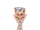 Rose gold Round Cut Moissanite  Halo Twist Band Solitaire Prong Setting Ring_41