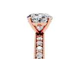 Rose gold Round Cut Moissanite Milgrain Pavé Engagement Ring with Four-Prong Setting_5