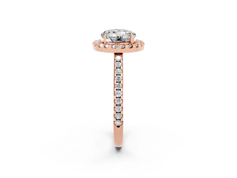 Rose gold Round Cut Moissanite Pavé Halo Ring with Four-Prong Setting_14