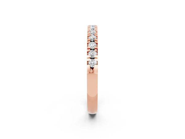 Rose Gold Round Moissanite Thin Pave Half Eternity Wedding Band