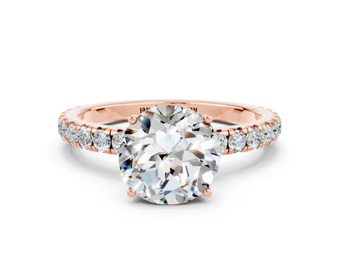 Rose gold Round Cut Moissanite Pavé Solitaire Engagement Ring with Four-Prong Setting_12