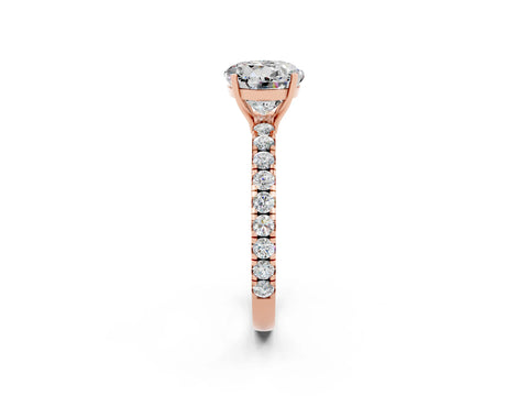 Rose gold Round Cut Moissanite Pavé Solitaire Engagement Ring with Four-Prong Setting_14