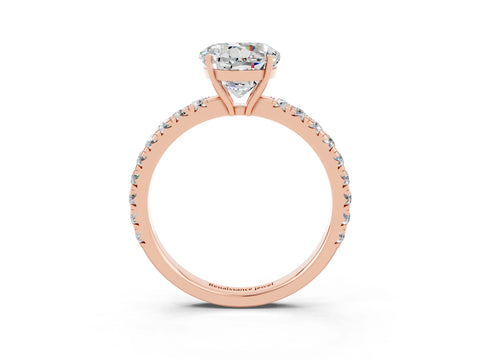 Rose gold Round Cut Moissanite Pavé Solitaire Engagement Ring with Four-Prong Setting_15