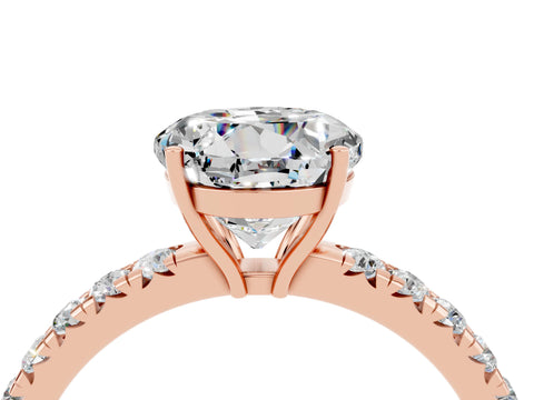 Rose gold Round Cut Moissanite Pavé Solitaire Engagement Ring with Four-Prong Setting_16
