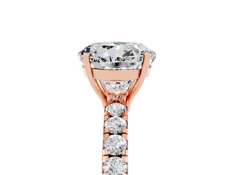 Rose gold Round Cut Moissanite Pavé Solitaire Engagement Ring with Four-Prong Setting_17