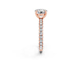 Rose gold Round Cut Moissanite Pavé Solitaire Ring with Round Band and Prong Setting_26
