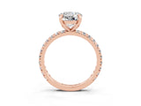 Rose gold Round Cut Moissanite Pavé Solitaire Ring with Round Band and Prong Setting_27