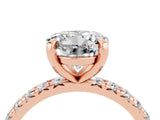 Rose gold Round Cut Moissanite Pavé Solitaire Ring with Round Band and Prong Setting_28