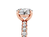 Rose gold Round Cut Moissanite Pavé Solitaire Ring with Round Band and Prong Setting_29