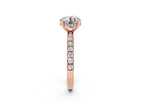 Rose gold Round Cut Moissanite Pave Band Solitaire Ring with Four-Prong Setting_26