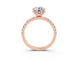 Rose gold Round Cut Moissanite Pave Band Solitaire Ring with Four-Prong Setting_27
