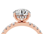 Rose gold Round Cut Moissanite Pave Band Solitaire Ring with Four-Prong Setting_28