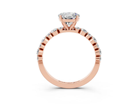 Rose gold Round Cut Moissanite Prong Set Engagement Ring with Pavé Band_3
