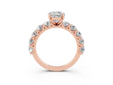 Rose gold Round Cut Moissanite Prong Setting with Side Stones on a Pave Band_3
