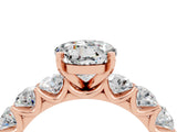 Rose gold Round Cut Moissanite Prong Setting with Side Stones on a Pave Band_4