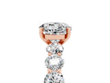 Rose gold Round Cut Moissanite Prong Setting with Side Stones on a Pave Band_5