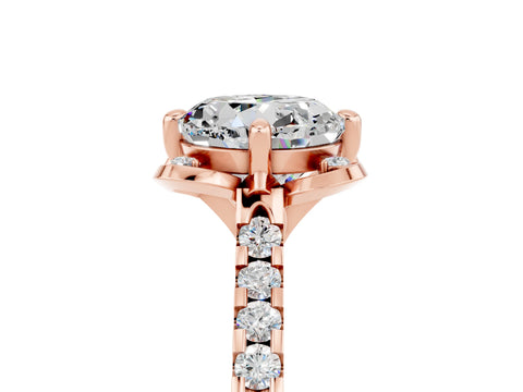 Rose gold Round Cut Moissanite Ring with Pavé Band and Floral Prong Setting_5