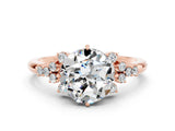 Rose gold Round Cut Moissanite Ring with Side Stones and Four-Prong Setting_36