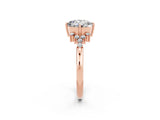 Rose gold Round Cut Moissanite Ring with Side Stones and Four-Prong Setting_38