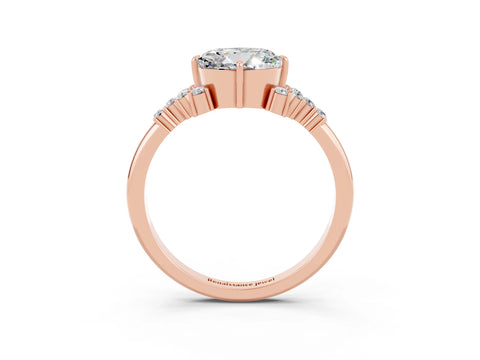 Rose gold Round Cut Moissanite Ring with Side Stones and Four-Prong Setting_39