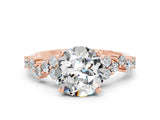Rose gold Round Cut Moissanite Scattered Round Accent Ring with Prong Setting_12