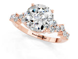 Rose gold Round Cut Moissanite Scattered Round Accent Ring with Prong Setting_13