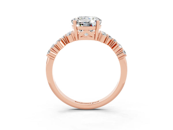 Rose gold Round Cut Moissanite Scattered Round Accent Ring with Prong Setting