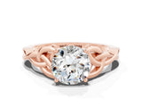 Rose gold Round Cut Moissanite Solitaire Celtic Knot Ring with Four-Prong Setting_12