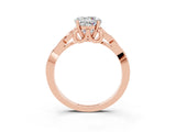 Rose gold Round Cut Moissanite Solitaire Celtic Knot Ring with Four-Prong Setting_15