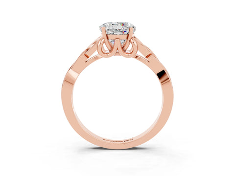 Rose gold Round Cut Moissanite Solitaire Celtic Knot Ring with Four-Prong Setting_15