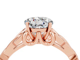 Rose gold Round Cut Moissanite Solitaire Celtic Knot Ring with Four-Prong Setting_16