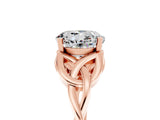 Rose gold Round Cut Moissanite Solitaire Celtic Knot Ring with Four-Prong Setting_17