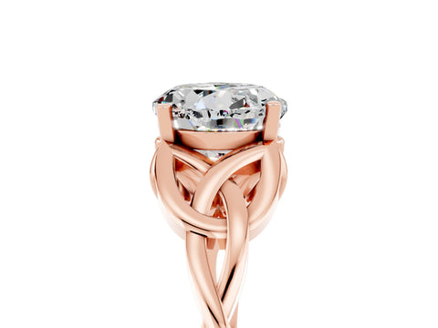 Rose gold Round Cut Moissanite Solitaire Celtic Knot Ring with Four-Prong Setting_17