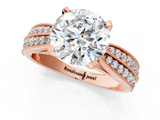 Rose gold Round Cut Moissanite   Solitaire Diamond Ring with Milgrain Pavé Band and Four-Prong Setting_36
