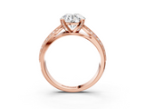 Rose gold Round Cut Moissanite   Solitaire Diamond Ring with Milgrain Pavé Band and Four-Prong Setting_38