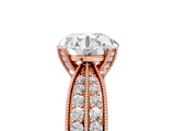 Rose gold Round Cut Moissanite   Solitaire Diamond Ring with Milgrain Pavé Band and Four-Prong Setting_40