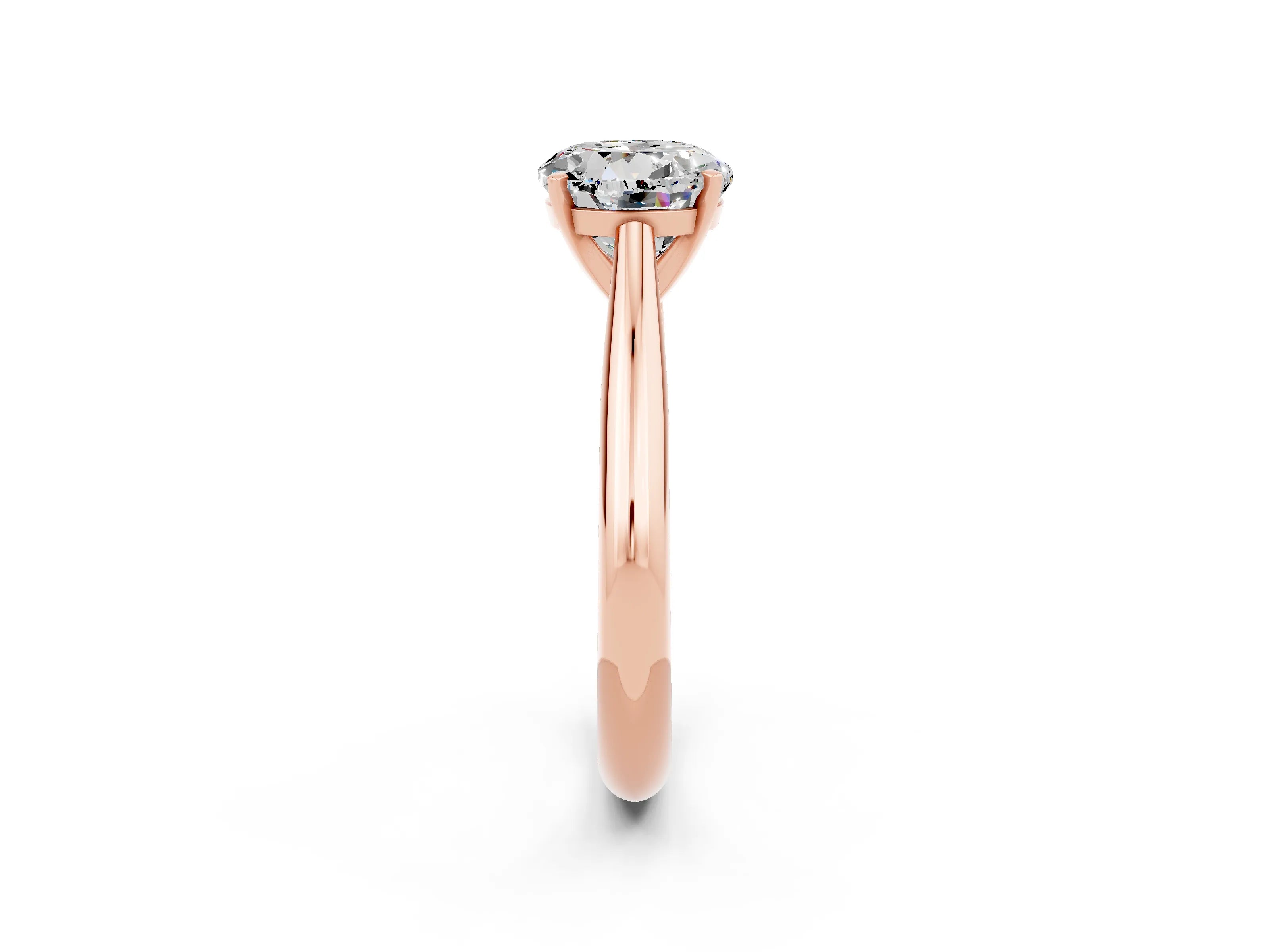 Rose gold Round Cut Moissanite Solitaire Engagement Ring with Cathedral Setting and Four-Prong Mount_14