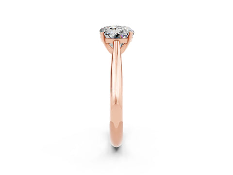 Rose gold Round Cut Moissanite Solitaire Engagement Ring with Cathedral Setting and Four-Prong Mount_14