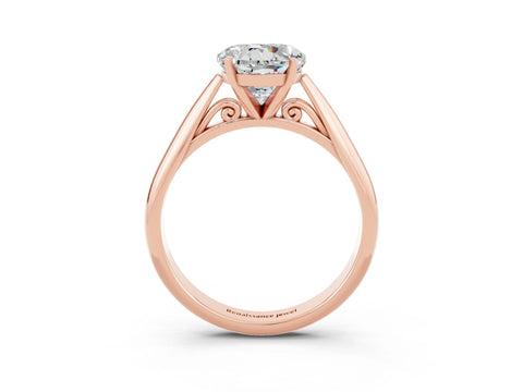 Rose gold Round Cut Moissanite Solitaire Engagement Ring with Cathedral Setting and Four-Prong Mount_15