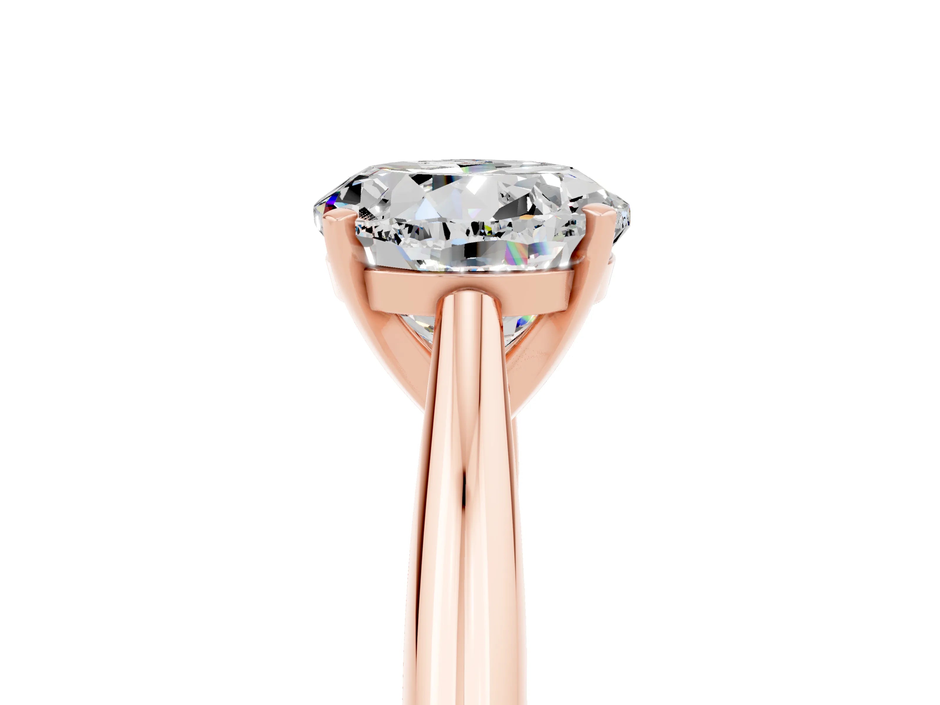Rose gold Round Cut Moissanite Solitaire Engagement Ring with Cathedral Setting and Four-Prong Mount_17