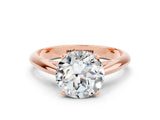Rose gold Round Cut Moissanite Solitaire Engagement Ring with Cathedral Setting and Four-Prong Mount_24