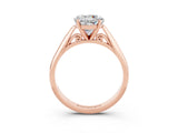 Rose gold Round Cut Moissanite Solitaire Engagement Ring with Cathedral Setting and Four-Prong Mount_27